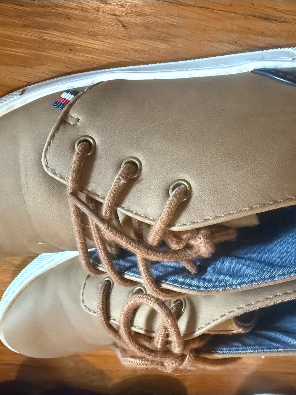 Tommy Hilfiger Tan Kids Lace-Up Boots with White Sole